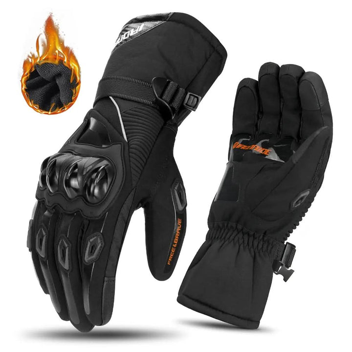 THERMOGRIP Moto Gloves - Waterproof winter motorbike gloves with 3-layer insulation &amp; carbon fibre protection
