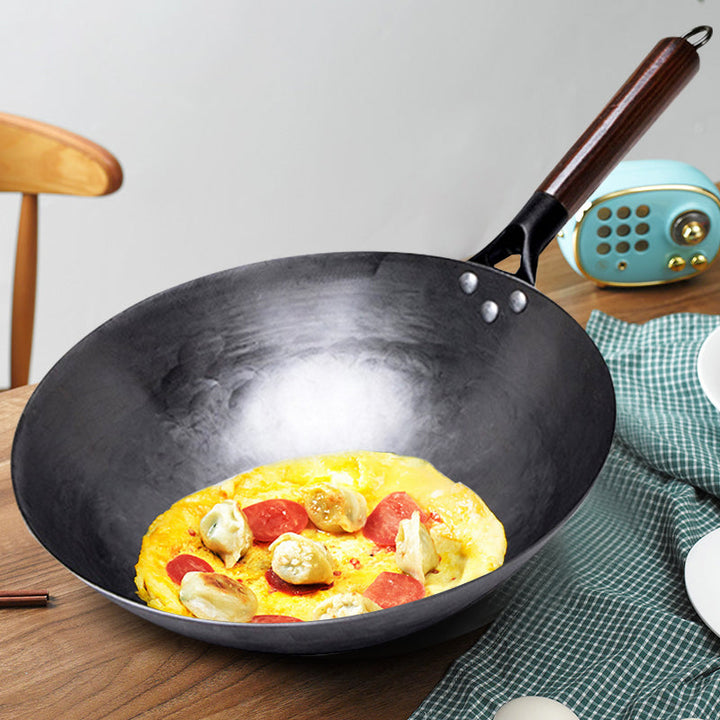 Traditional Hand-Forged Iron Wok Pan