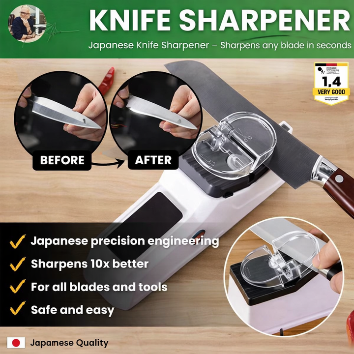 Two-Stage Knife Sharpener with Safe Guide Slots
