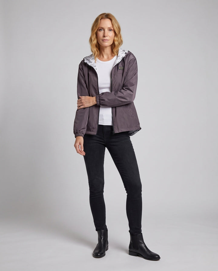 Unisex Lightweight Hooded Windbreaker with Printed Lining and Drawstring