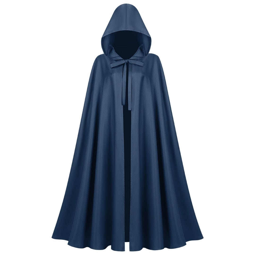 Unisex Long Hooded Cloak in Water-Repellent Polyester with Full Circle Cut and Drawstring