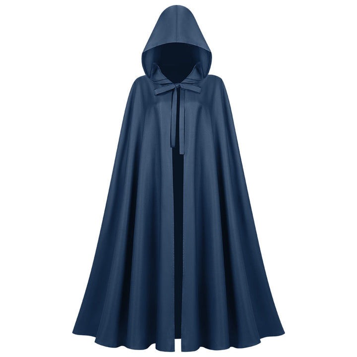 Unisex Long Hooded Cloak in Water-Repellent Polyester with Full Circle Cut and Drawstring
