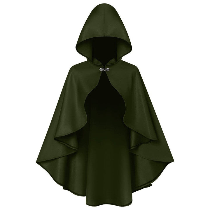 Unisex Long Hooded Cloak in Water-Repellent Polyester with Full Circle Cut and Drawstring