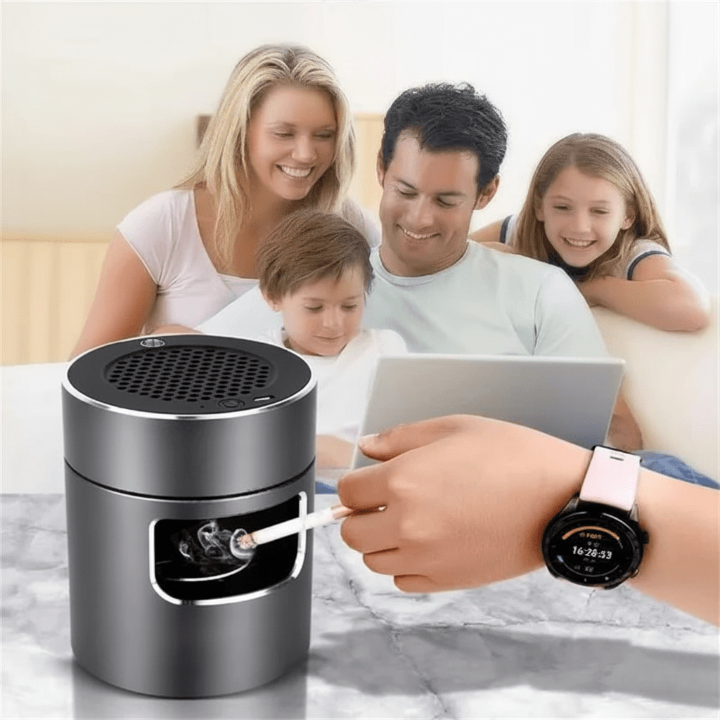 USB-Powered Ashtray with HEPA Filter &amp; Ionizer
