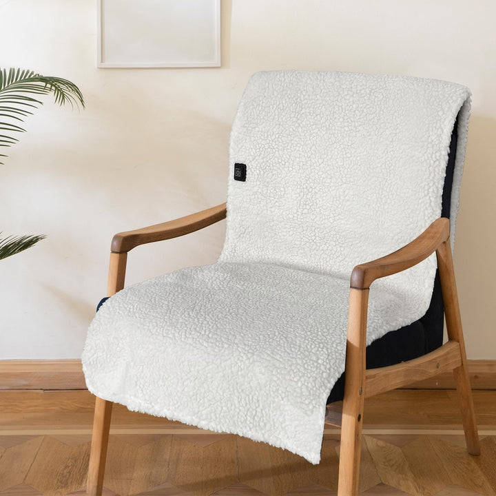 USB-Powered Sherpa Fleece Heated Seat Cushion and Desk Chair Pad with Dual Zones and Ties