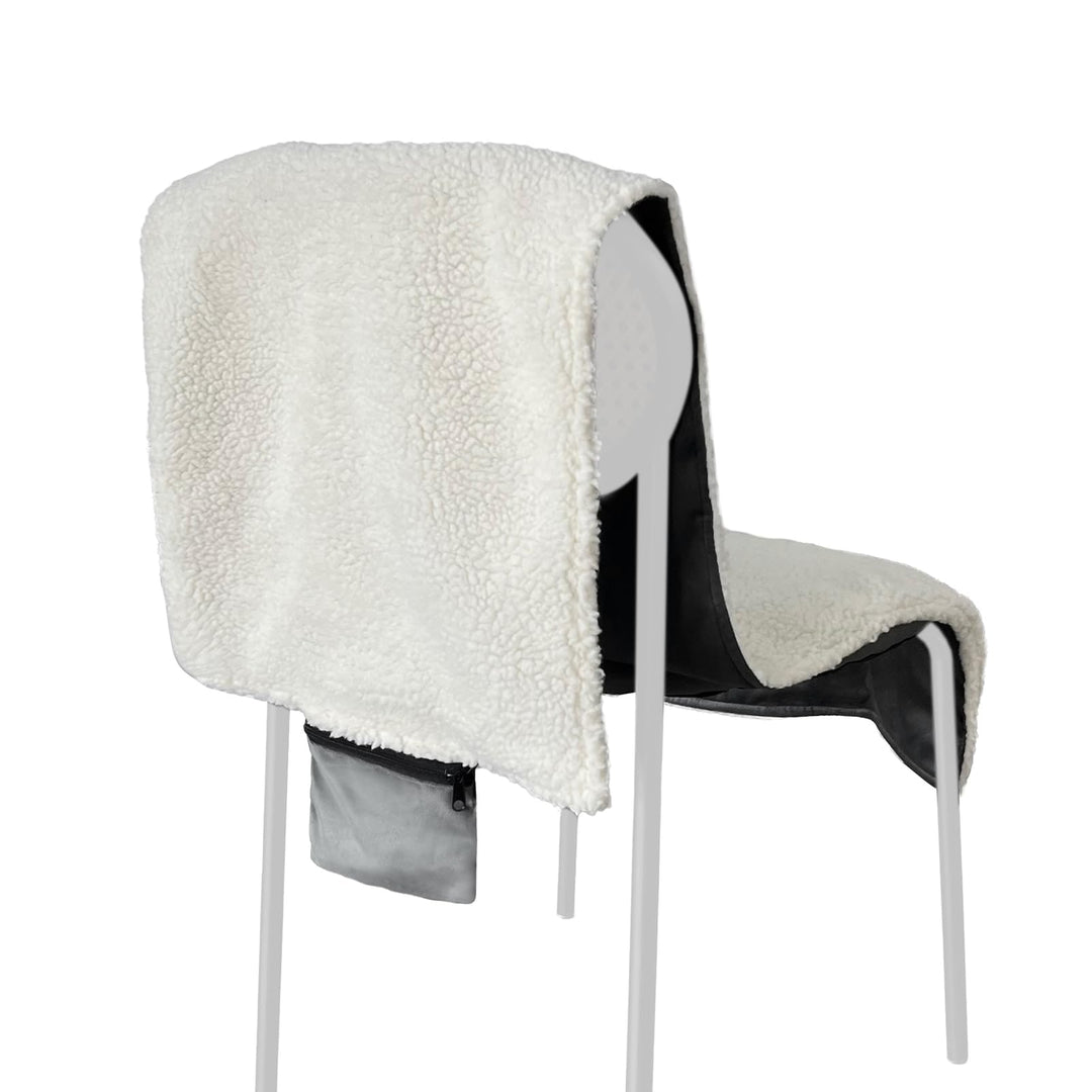 USB-Powered Sherpa Fleece Heated Seat Cushion and Desk Chair Pad with Dual Zones and Ties
