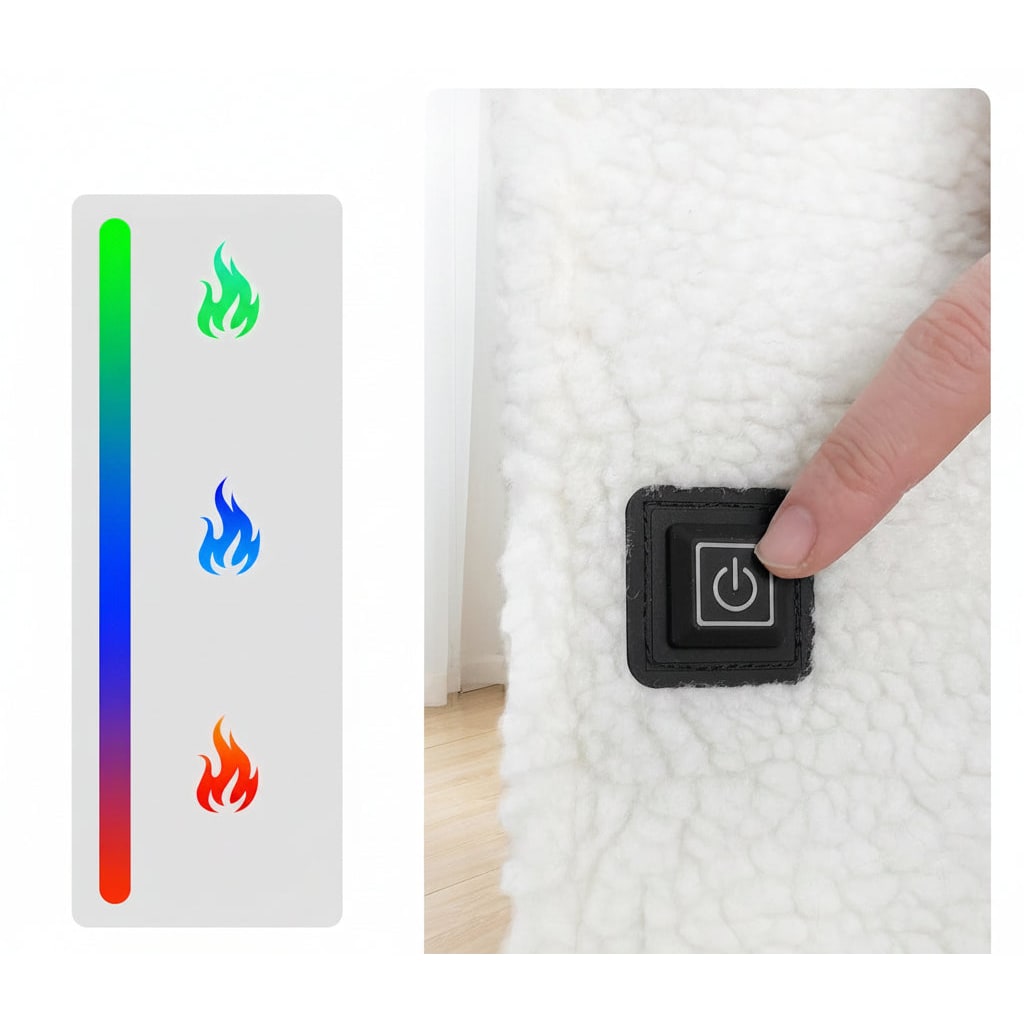 USB-Powered Sherpa Fleece Heated Seat Cushion and Desk Chair Pad with Dual Zones and Ties