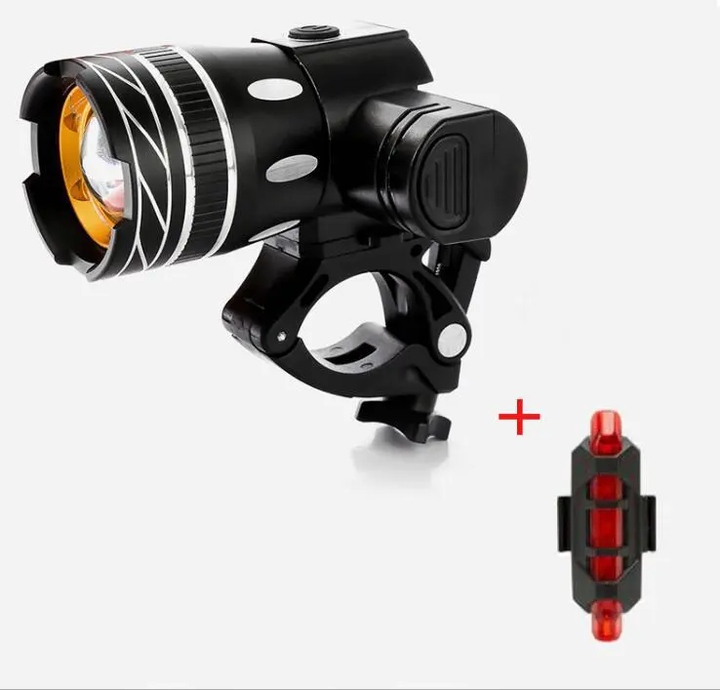 USB Rechargeable LED Bicycle Headlight and Taillight Set for Road and Mountain Bikes