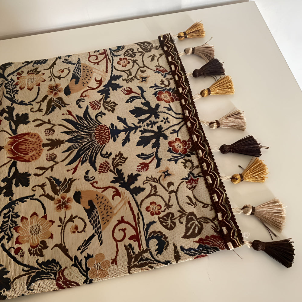Vintage Floral &amp; Bird Jacquard Table Runner