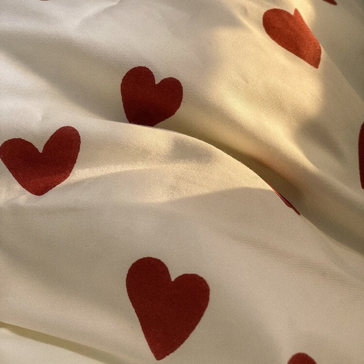 Vintage Red Heart Bedding Set