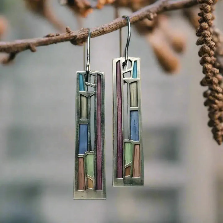 Vintage Silver Mosaic Earrings