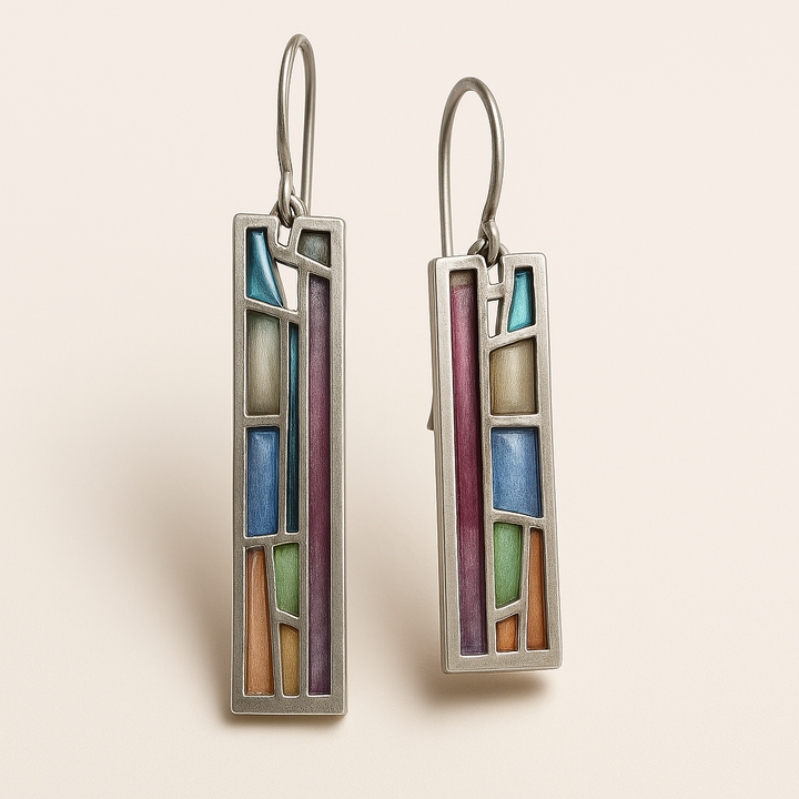 Vintage Silver Mosaic Earrings