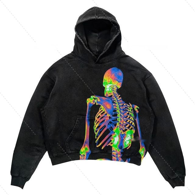 Warm Relaxed Cropped Pullover Hoodie - Polyester Streetwear