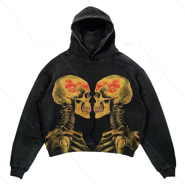 Warm Relaxed Cropped Pullover Hoodie - Polyester Streetwear