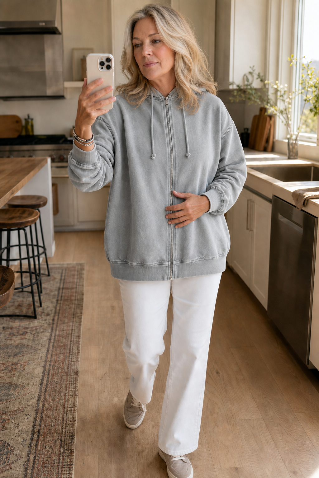Washed Relaxed Zip-Up Hoodie