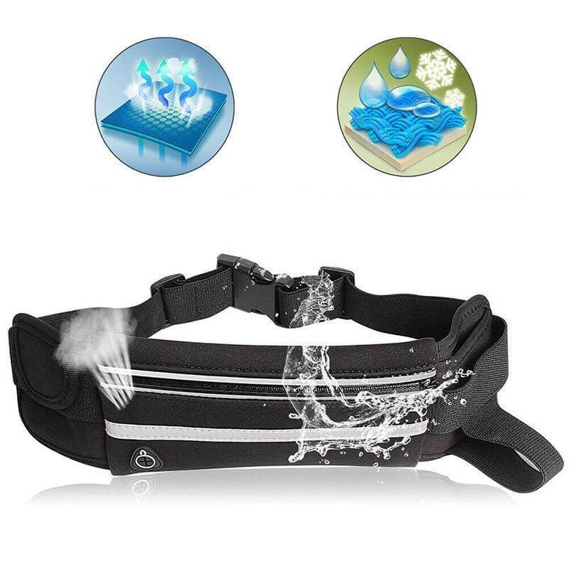 Water-Resistant Running Waist Belt – 1+1 FREE Fitness &amp; Travel Storage Pack