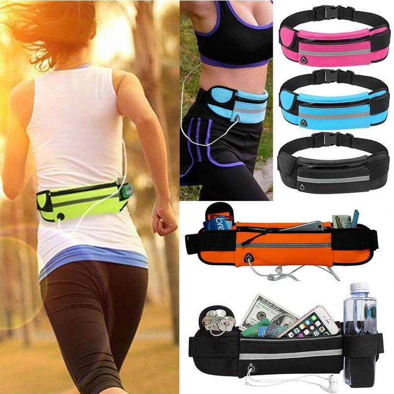 Water-Resistant Running Waist Belt – 1+1 FREE Fitness &amp; Travel Storage Pack