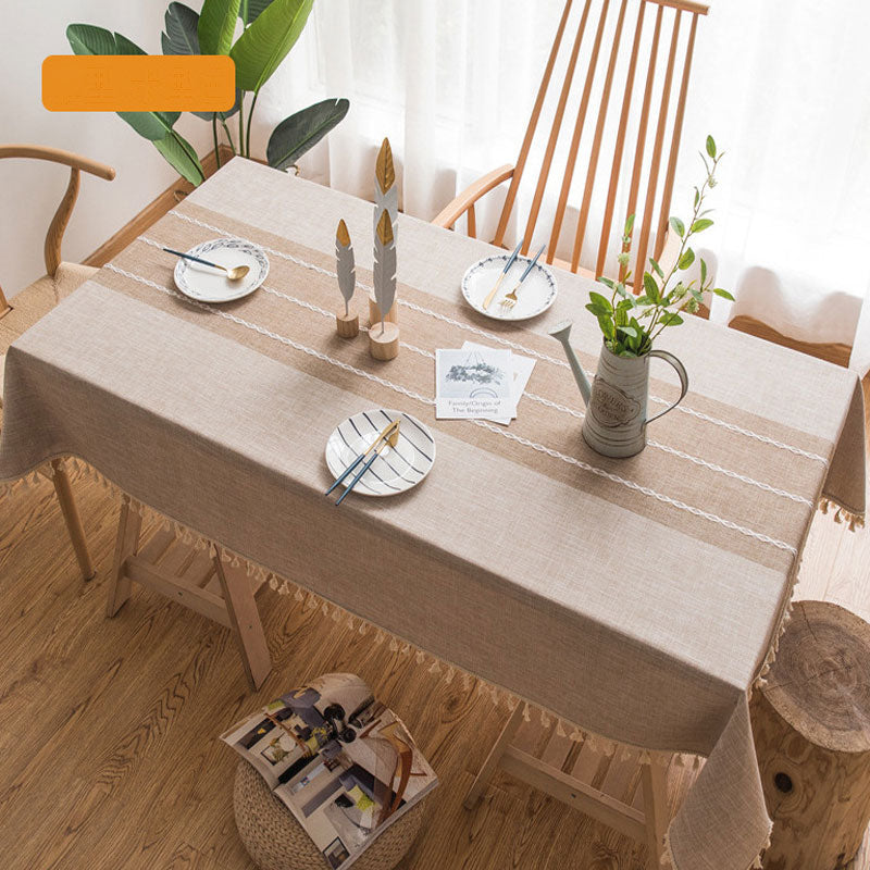Waterproof and Oil-Resistant Cotton Linen Rectangular Tablecloth, Wrinkle-Resistant for Kitchen, Dining Room, Buffet and Parties