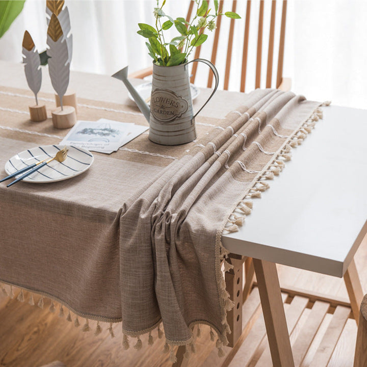 Waterproof and Oil-Resistant Cotton Linen Rectangular Tablecloth, Wrinkle-Resistant for Kitchen, Dining Room, Buffet and Parties