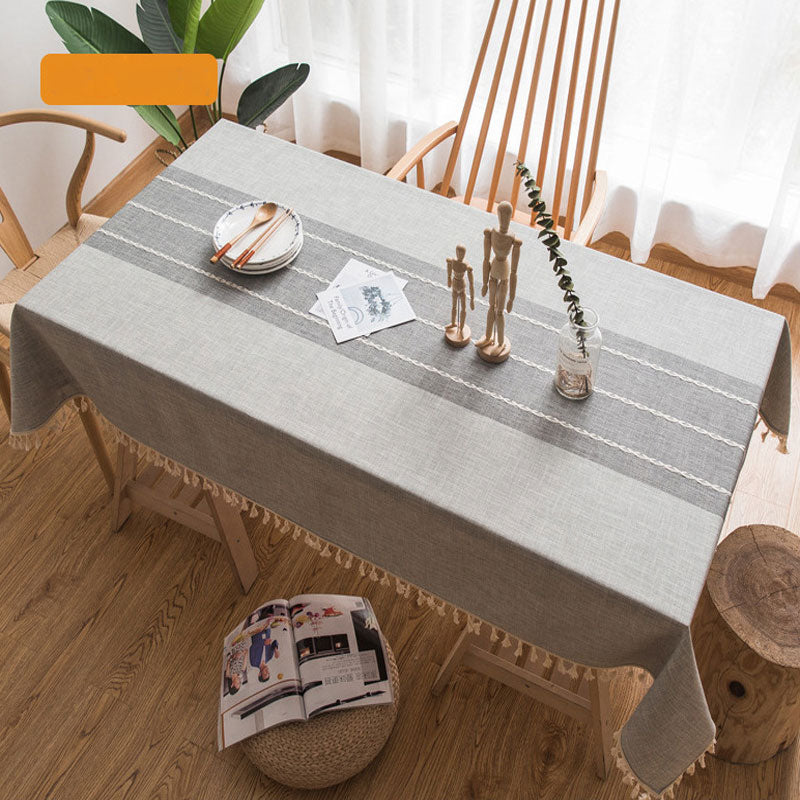 Waterproof and Oil-Resistant Cotton Linen Rectangular Tablecloth, Wrinkle-Resistant for Kitchen, Dining Room, Buffet and Parties
