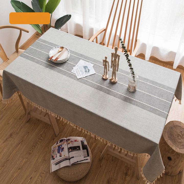 Waterproof and Oil-Resistant Cotton Linen Rectangular Tablecloth, Wrinkle-Resistant for Kitchen, Dining Room, Buffet and Parties