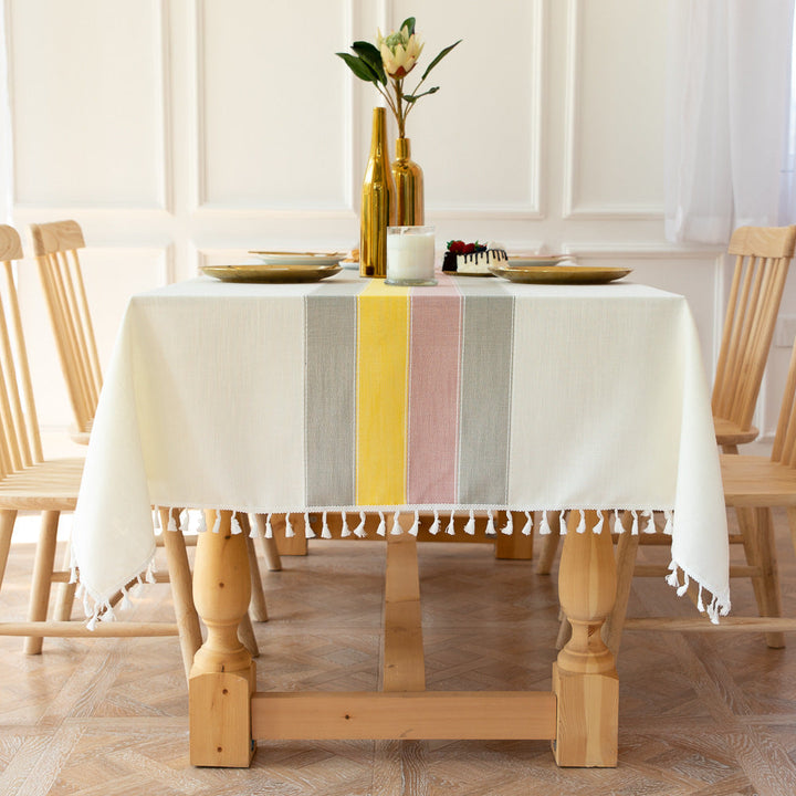 Waterproof and Oil-Resistant Cotton Linen Rectangular Tablecloth, Wrinkle-Resistant for Kitchen, Dining Room, Buffet and Parties