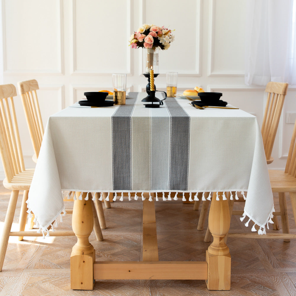 Waterproof and Oil-Resistant Cotton Linen Rectangular Tablecloth, Wrinkle-Resistant for Kitchen, Dining Room, Buffet and Parties