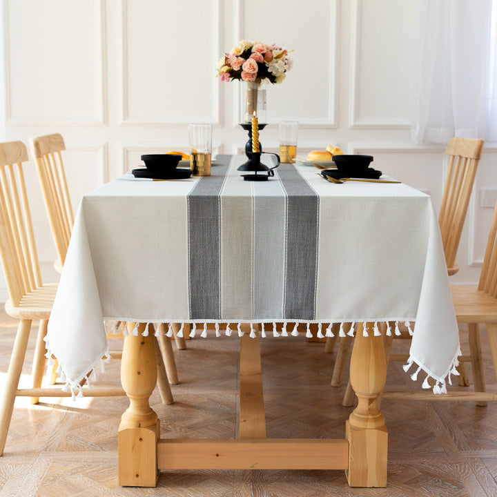 Waterproof and Oil-Resistant Cotton Linen Rectangular Tablecloth, Wrinkle-Resistant for Kitchen, Dining Room, Buffet and Parties