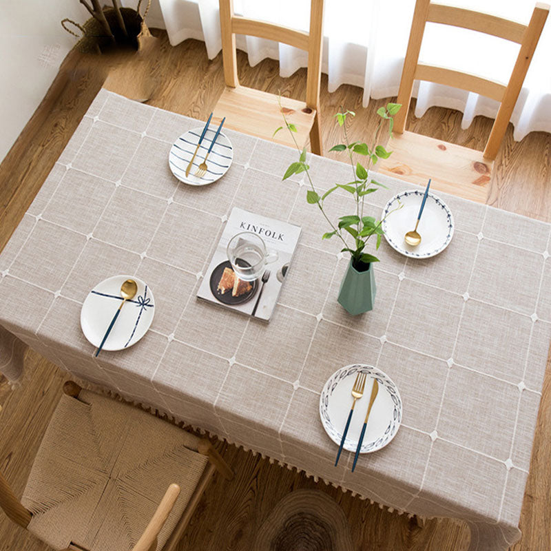 Waterproof and Oil-Resistant Cotton Linen Rectangular Tablecloth, Wrinkle-Resistant for Kitchen, Dining Room, Buffet and Parties