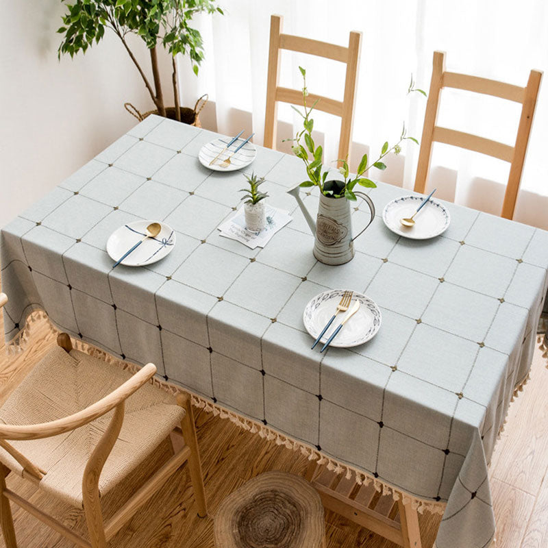 Waterproof and Oil-Resistant Cotton Linen Rectangular Tablecloth, Wrinkle-Resistant for Kitchen, Dining Room, Buffet and Parties