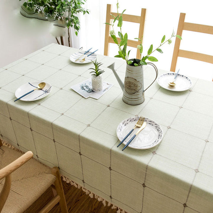 Waterproof and Oil-Resistant Cotton Linen Rectangular Tablecloth, Wrinkle-Resistant for Kitchen, Dining Room, Buffet and Parties
