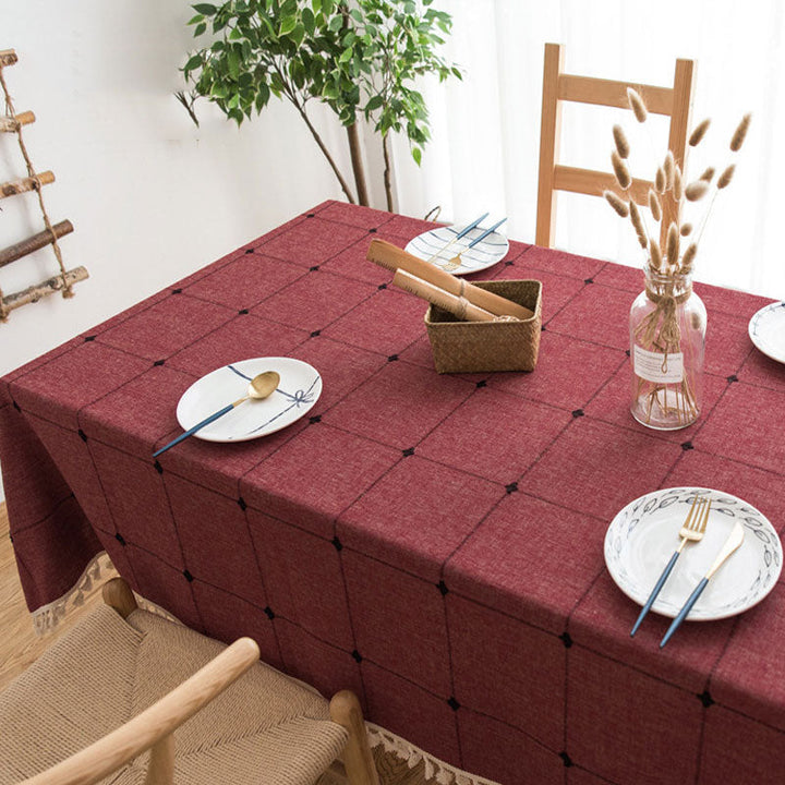 Waterproof and Oil-Resistant Cotton Linen Rectangular Tablecloth, Wrinkle-Resistant for Kitchen, Dining Room, Buffet and Parties