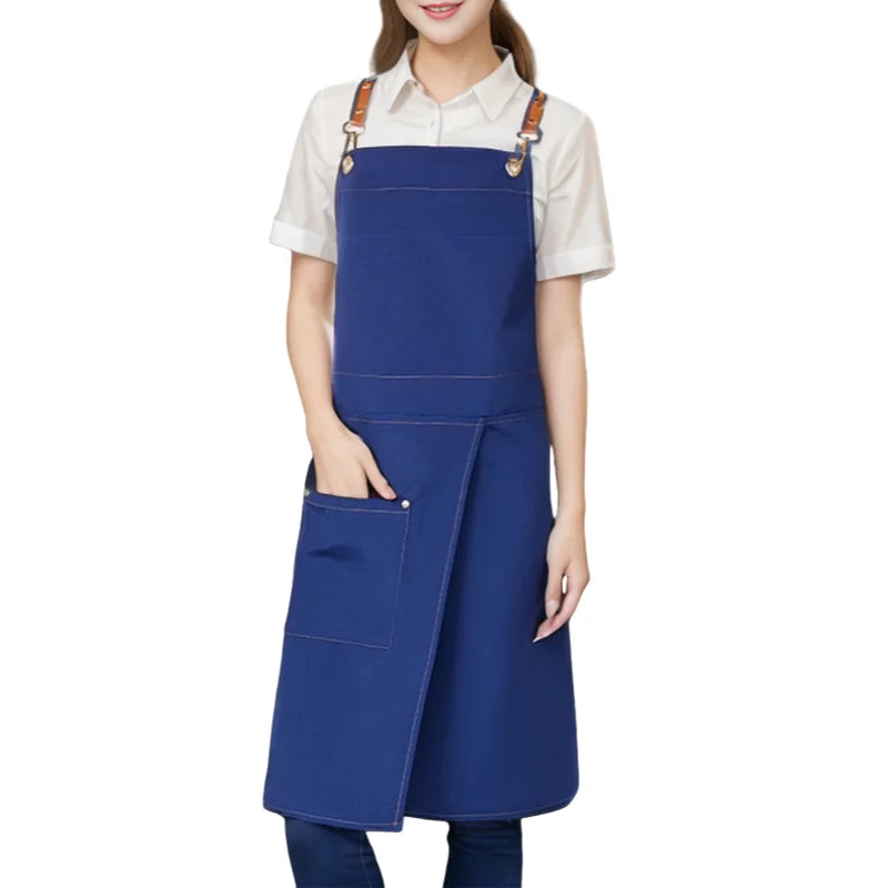 Waterproof Canvas Apron with Pockets and Split-Leg Design