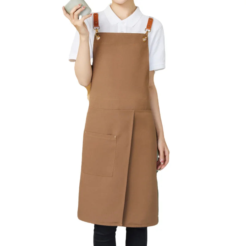 Waterproof Canvas Apron with Pockets and Split-Leg Design