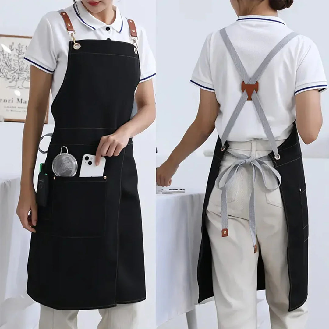 Waterproof Canvas Apron with Pockets and Split-Leg Design