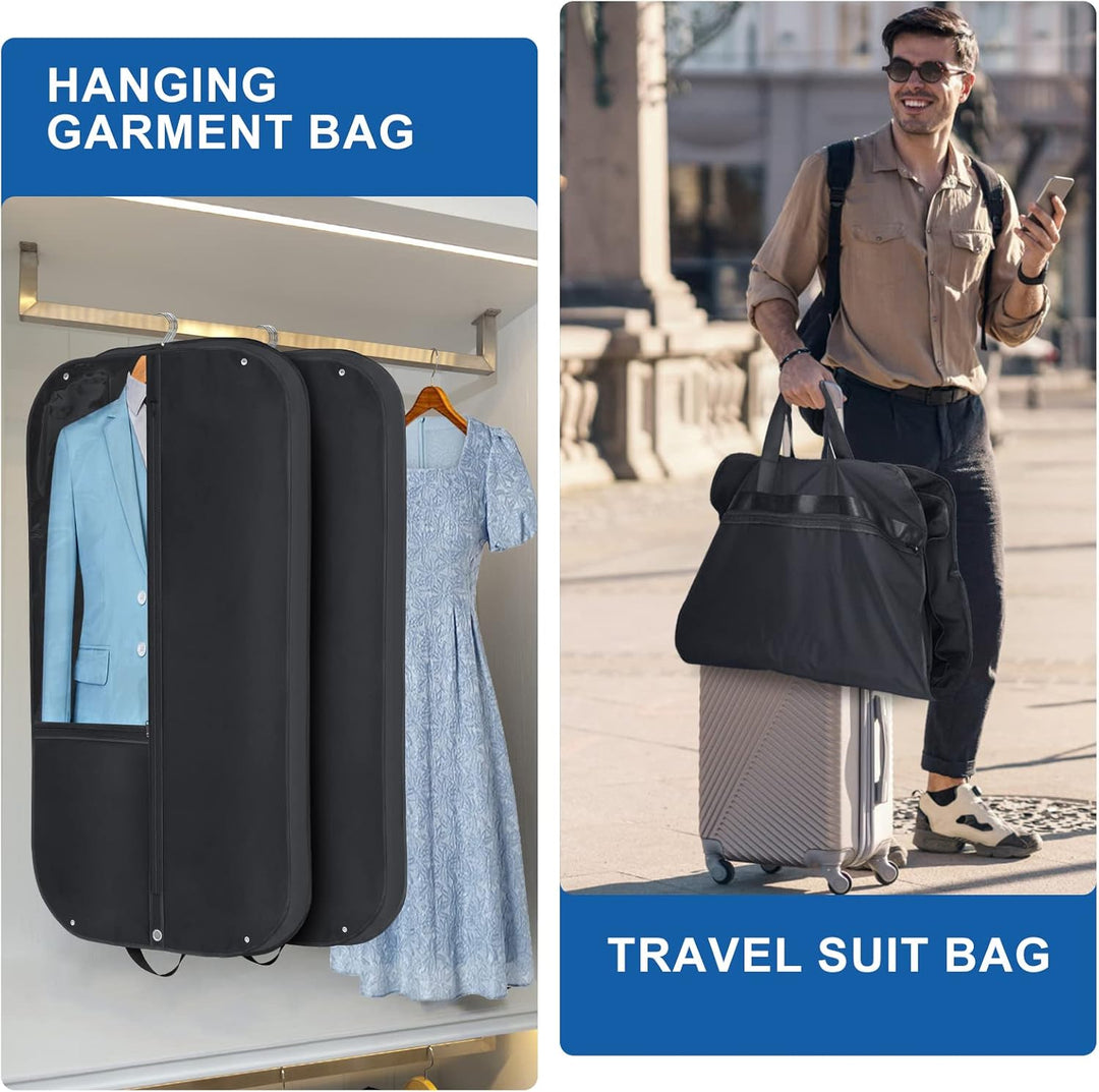 Waterproof Oxford Garment Bag – Suit Cover with Gusset &amp; Pockets (2-Pack)