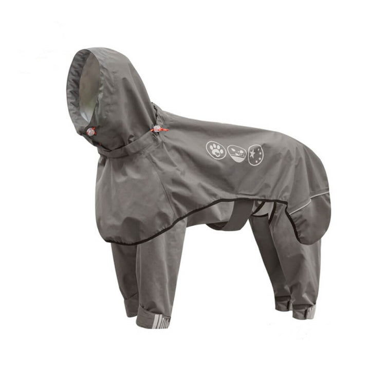 Waterproof Raincoat for Dogs with Four Legs and Reflective Pattern Hood