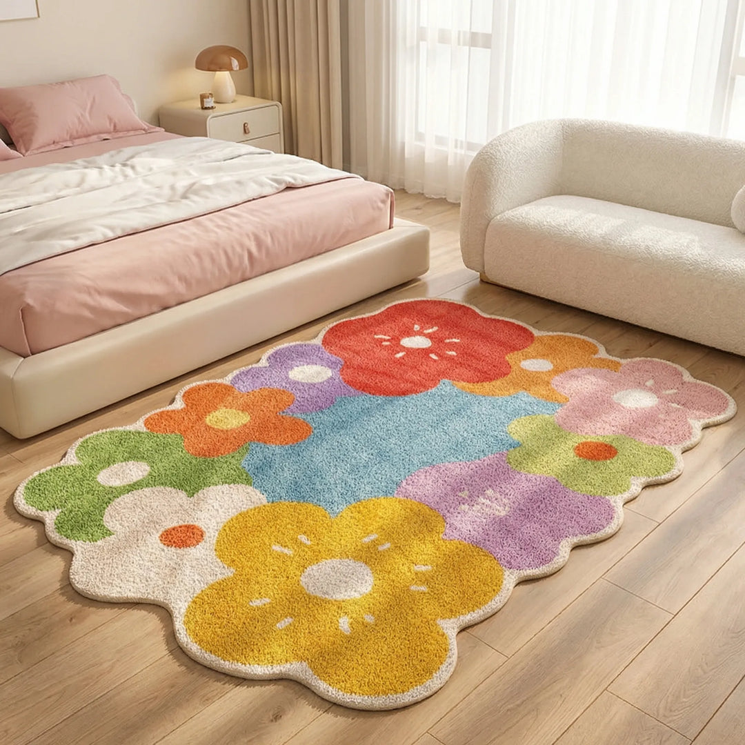 Whimsical Floral Area Rug for Living Room &amp; Bedroom