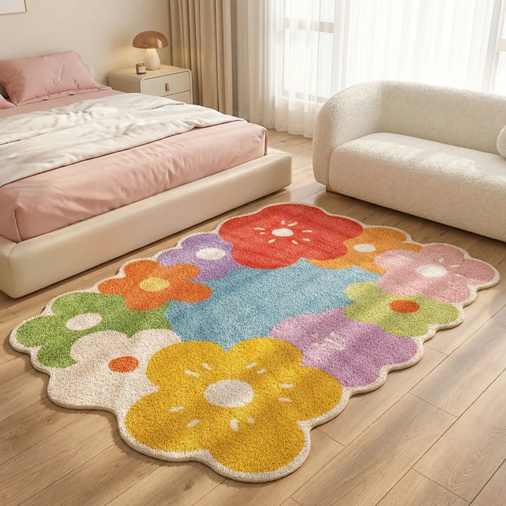 Whimsical Floral Area Rug for Living Room &amp; Bedroom