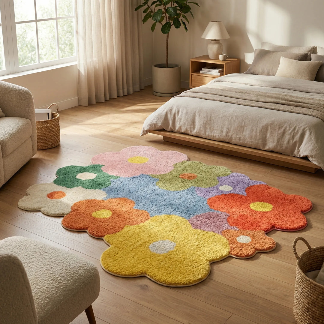 Whimsical Floral Area Rug for Living Room &amp; Bedroom