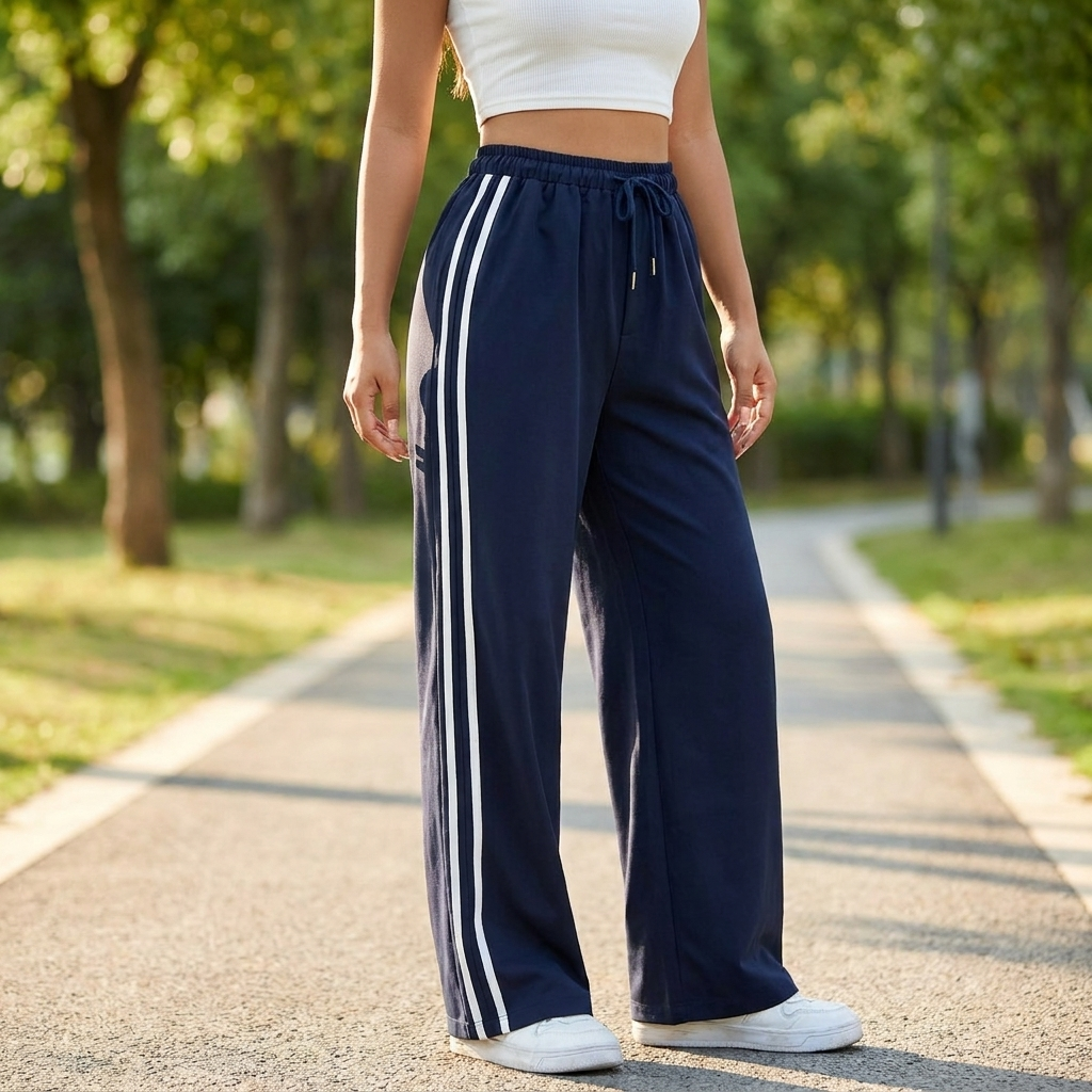 Wide-Leg Sports Pants