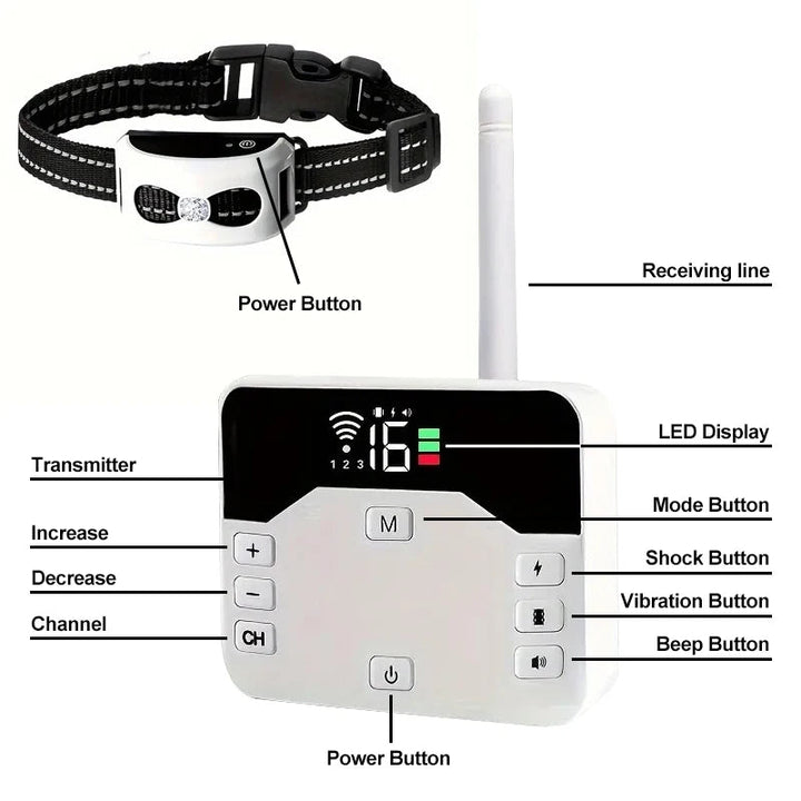 Wireless Fence &amp; Training Collar 2-in-1 - Waterproof &amp; Rechargeable