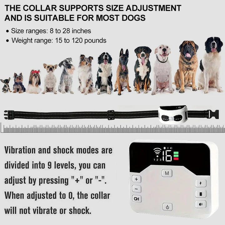 Wireless Fence &amp; Training Collar 2-in-1 - Waterproof &amp; Rechargeable
