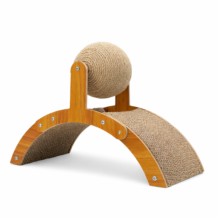 Wooden Bridge Rabbit Scratching Toy with Sisal Play Ball