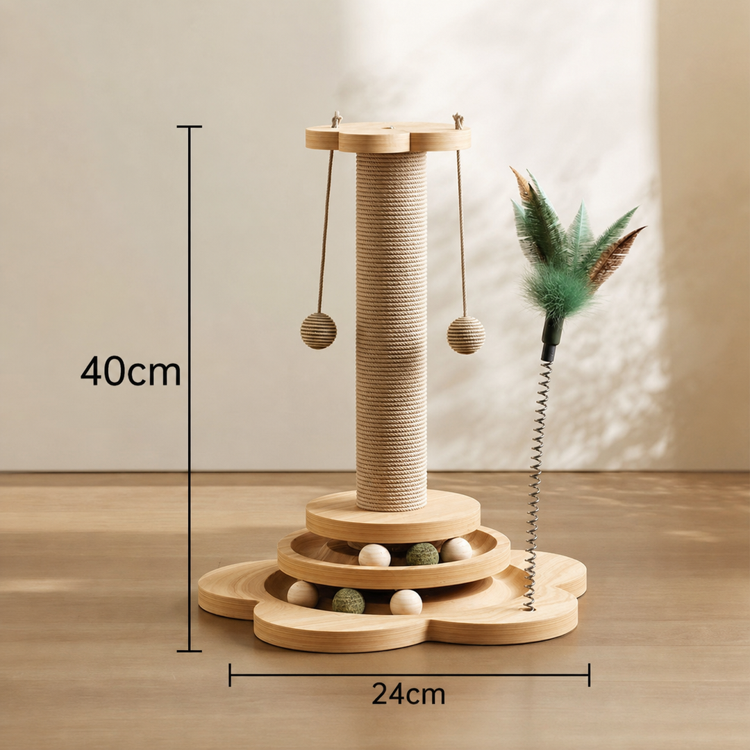 Wooden Cat Toy with Balls