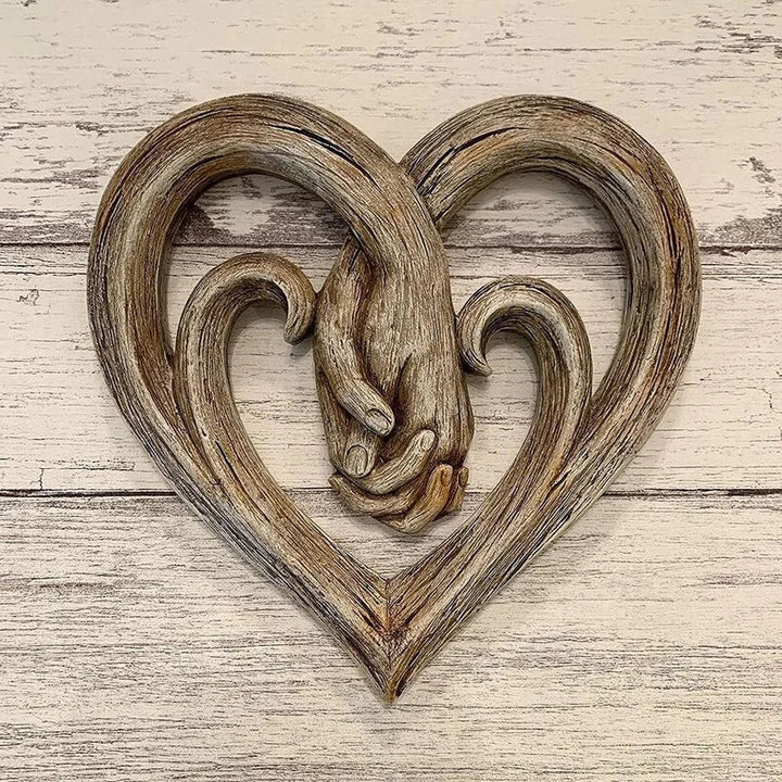 Wooden Heart Wall Decor – Holding Hands Wall Art, Romantic Wall Decoration &amp; Love Gift