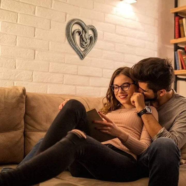 Wooden Heart Wall Decor – Holding Hands Wall Art, Romantic Wall Decoration &amp; Love Gift