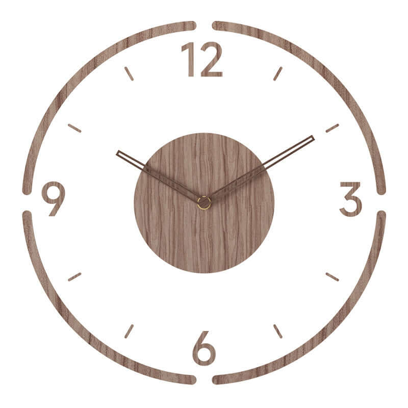 Wooden Wall Clock in Scandinavian Design, Minimalist
