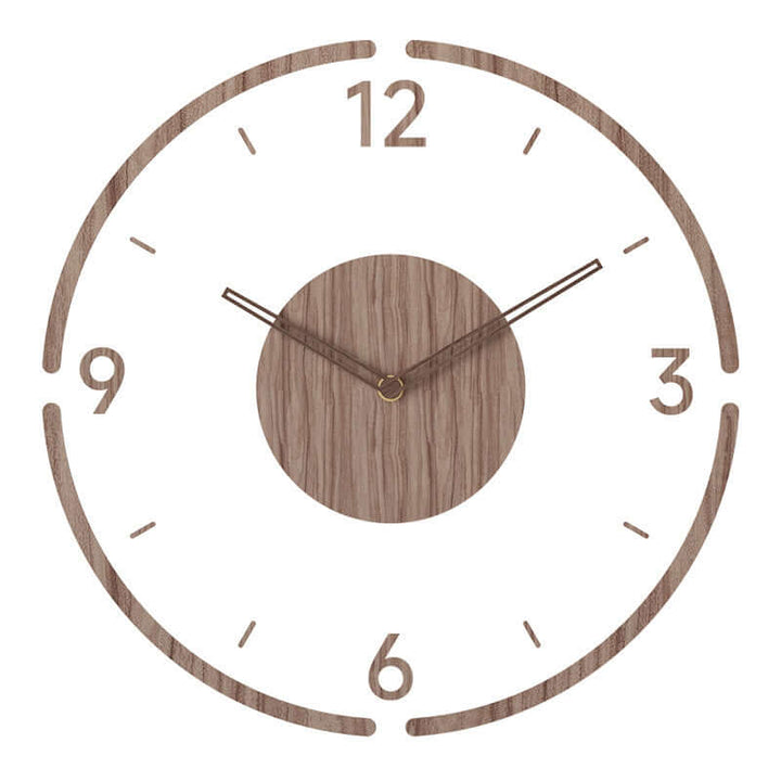 Wooden Wall Clock in Scandinavian Design, Minimalist