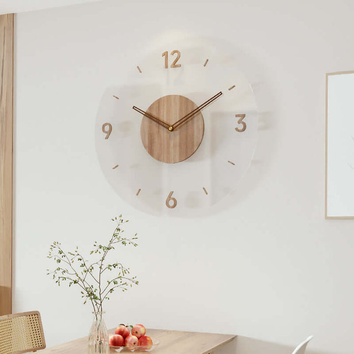 Wooden Wall Clock in Scandinavian Design, Minimalist